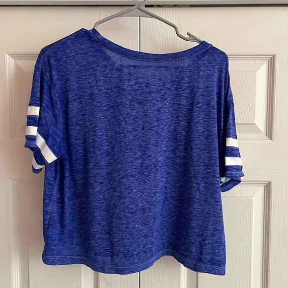 American Eagle Outfitters Crop Blue Light Weight Short Sleeve Flowy T-shirt Sz M - Picture 2 of 7